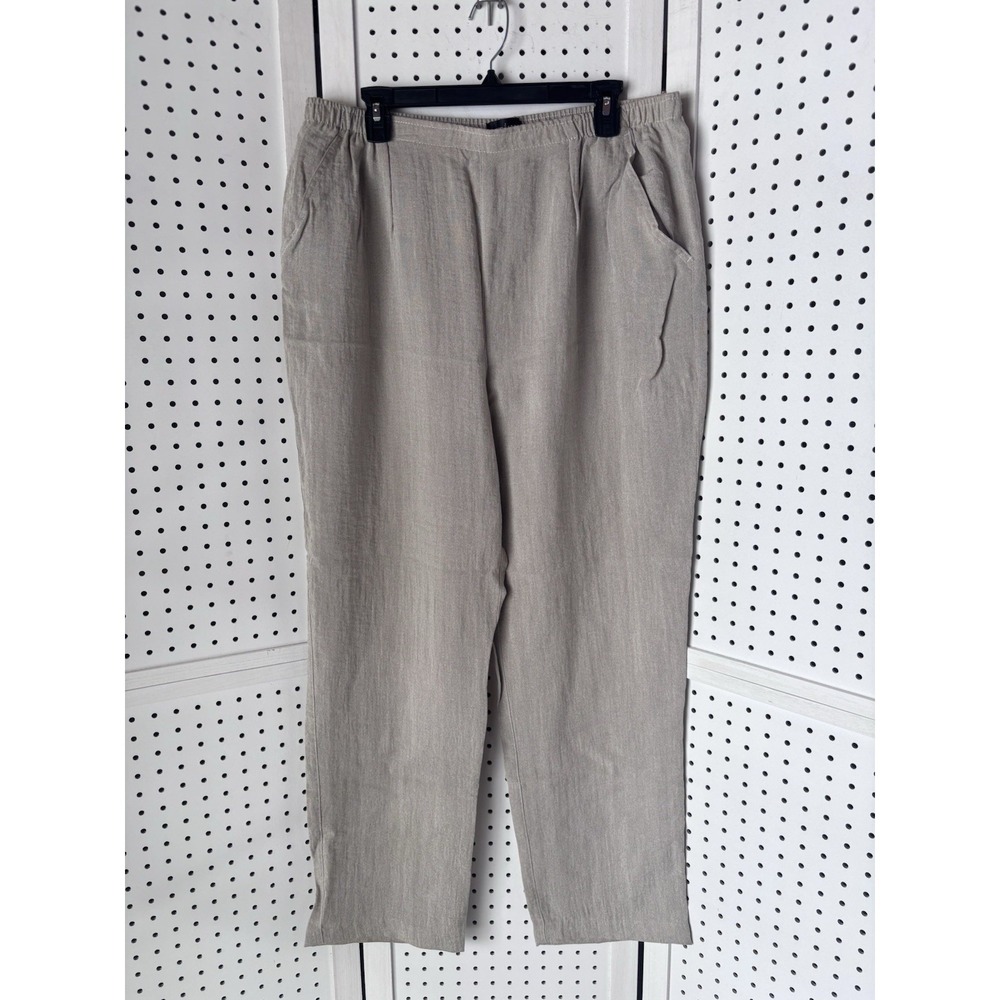 Drapers Studio Beige Pull On Pants Rayon‎ Nylon Women's XL Straight Leg Comfort